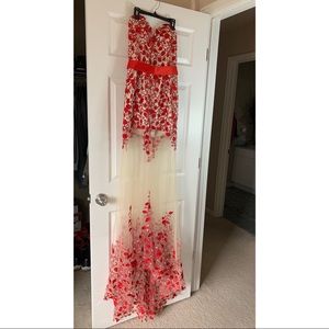 Red & Nude Prom Dress
